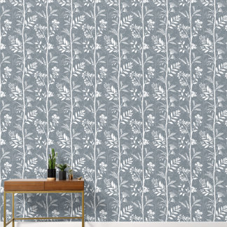 Weelderige wilde bloem blauwgrijze botanische afbe behang