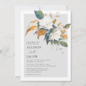 weelderige witte bloemenbruiloft uitnodiging (Voorkant)