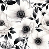 Weelderige zwart-witte bloemen neutraal eenvoudig fleece deken