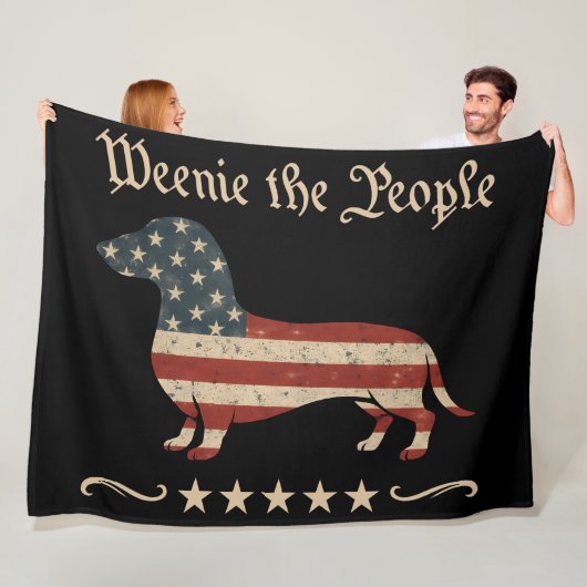 Weenie de mensen teckel 4 juli fleece deken (In situ)