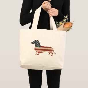 Weenie de mensen teckel 4 juli grote tote bag