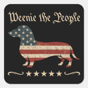 Weenie de mensen teckel 4 juli vierkante sticker