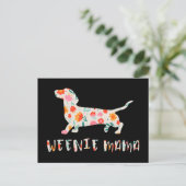 Weenie Mama Dachshund floraal Briefkaart (Staand voorkant)