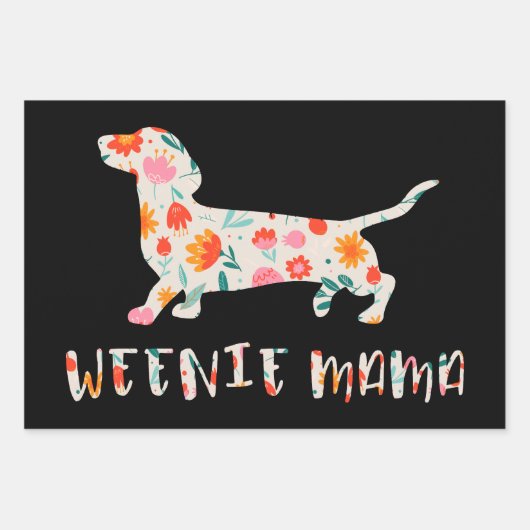 Weenie Mama Dachshund floraal Inpakpapier Vel (Voorkant)