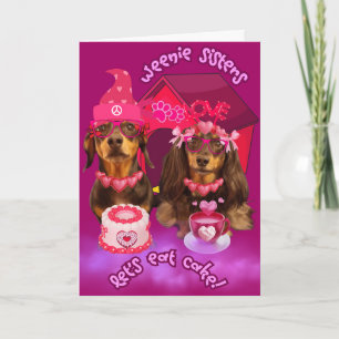 Weenie Soeurs Mangeons la carte de voeux de gâteau