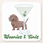 Weenies & Martinis Party Vierkante Kartonnen Onderzetter (Voorkant)