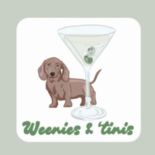 Weenies & Martinis Party Vierkante Kartonnen Onderzetter