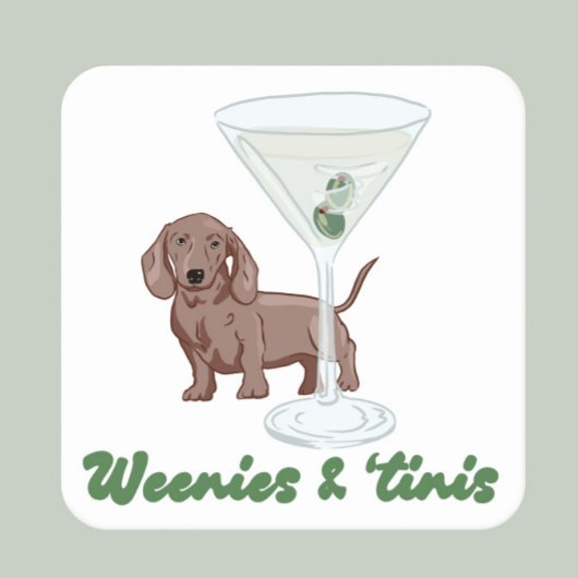 Weenies & Martinis Party Vierkante Kartonnen Onderzetter