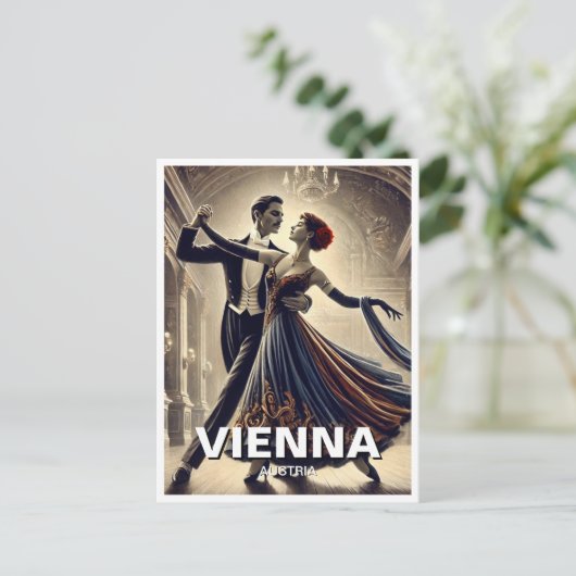 Weense wals dansen paar reizen briefkaart (Staand voorkant)