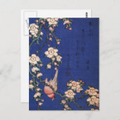 Weeping Cherry en Bullfinch, Hokusai Briefkaart (Voorkant / Achterkant)