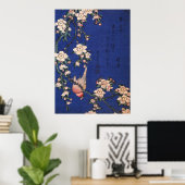Weeping Cherry en Bullfinch, Hokusai Poster (Thuiskantoor)