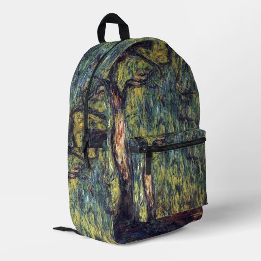 Weeping Willow door Claude Monet,  Kunst Bedrukte Rugzak (Achterkant Hoek Links)