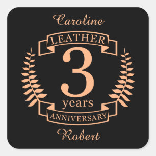 Weer drie jaar bruiloft vierkante sticker