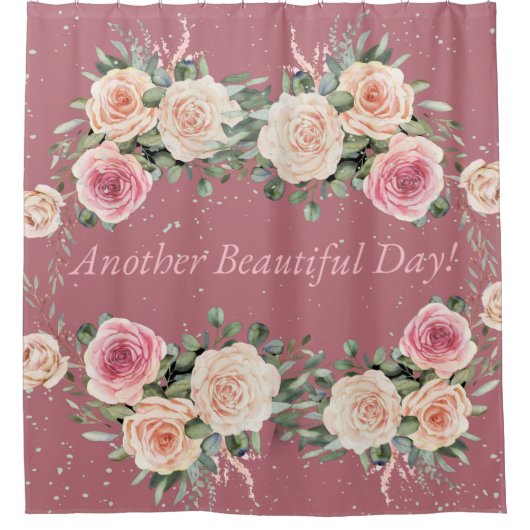 Weer een mooie dag Waterverf Rozen Bloemen Douchegordijn (Voorkant)
