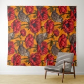 Weer een rode anemontuin wandkleed (In Situ (horizontaal))