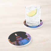 Weer een verlichte sneeuwman zandsteen onderzetter (Zijkant)