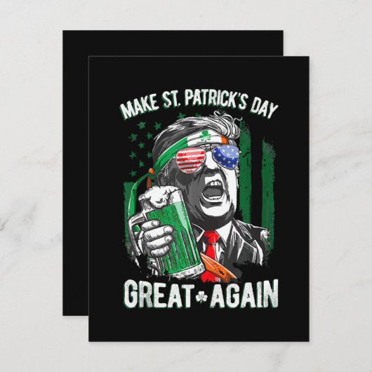 Weer grappige Trump maakt St Patrick's Day weer ge Informatiekaartje (Voorkant / Achterkant)