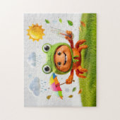 Weer Krab Meet Klimaat Met Regenboogparaplu Legpuzzel (Verticaal)