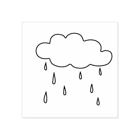 Weer met regenwolken 	rubberstempel (Afrduk)