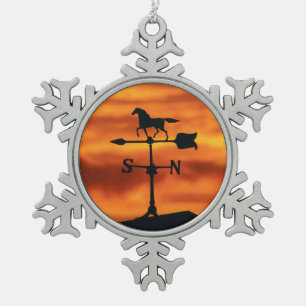 Weer Vane op zonsondergang Tin Sneeuwvlok Ornament