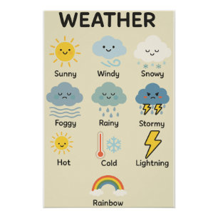 Weer voor kinderen - Schattige educatief weer Perfect Poster