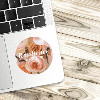 Weerbaarheid Jesaja 41:10 Vers Elegante Roze Rozen Ronde Sticker