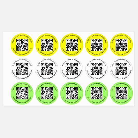 Weerbestendige QR Code Labels voor Bouwronde (Vel)