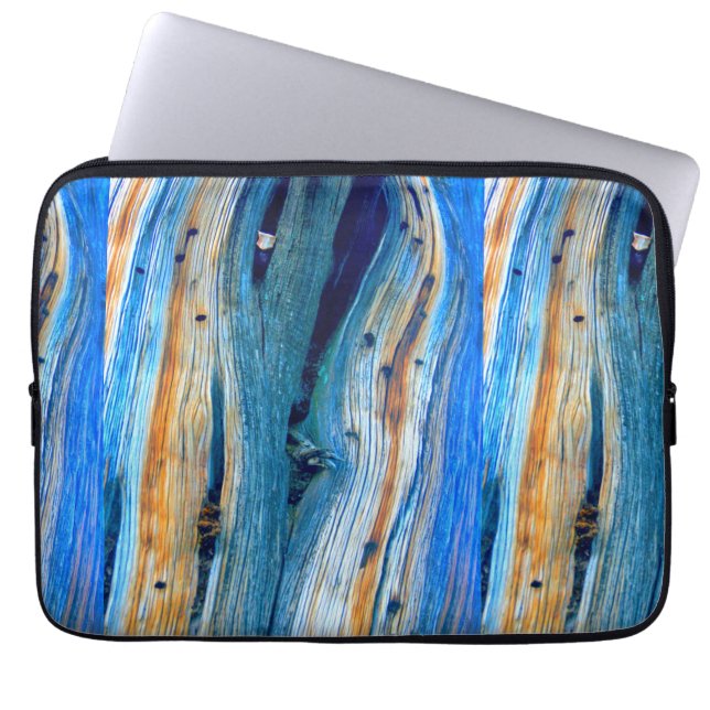 weergalmde blauwe barnplanken laptop sleeve (Voorkant)