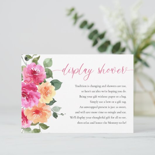 Weergave douche heet roze sinaasappel helder bloem informatiekaartje (Staand voorkant)