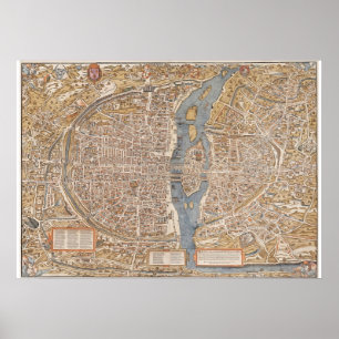 Weergave Plan Ancien Paris Truschet en Hoyau 1553 Poster