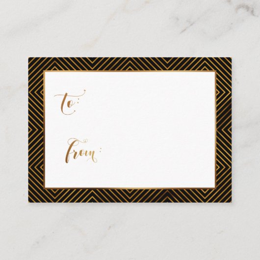 Weergave Shower: Gold Script Black Gift Label Informatiekaartje (Achterkant)
