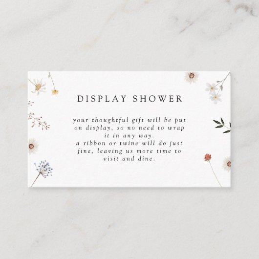 Weergaveschower voor wilde bloemen informatiekaartje (Voorkant)