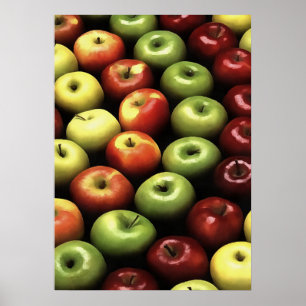 Weergegeven artistieke rode en groene appels poster