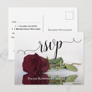 Weerspiegelende Burgundy Roze Elegante Trouw-Huwel Briefkaart