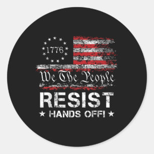 Weersta handen af van Wij, het Amerikaanse volk F Ronde Sticker