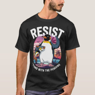 Weersta ik sta met pinguïns retro grappige pinguïn t-shirt