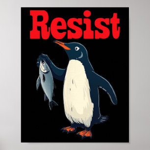 Weersta Penguin Holding Fish Protest Grappig Grafi Poster