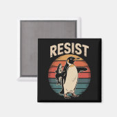 Weersta Penguins Activisme Protest Tariffs Retro Magneet (Voorkant / Achterkant)