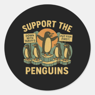 Weersta pinguïns tegen retrotarieven ronde sticker