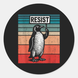 Weersta pinguïns tegen Trump tarieven grappig Ronde Sticker