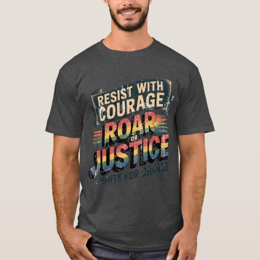 Weersta Roar Unite Activist Typography Design retr T-shirt (Voorkant)