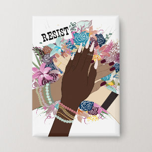 Weersta samen - Floral Feminist Activism Art Button