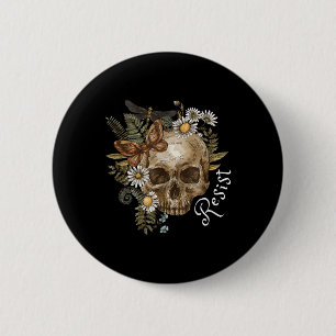 Weersta Subtiele Anti Trump Schedel Bloemen Botani Ronde Button 5,7 Cm
