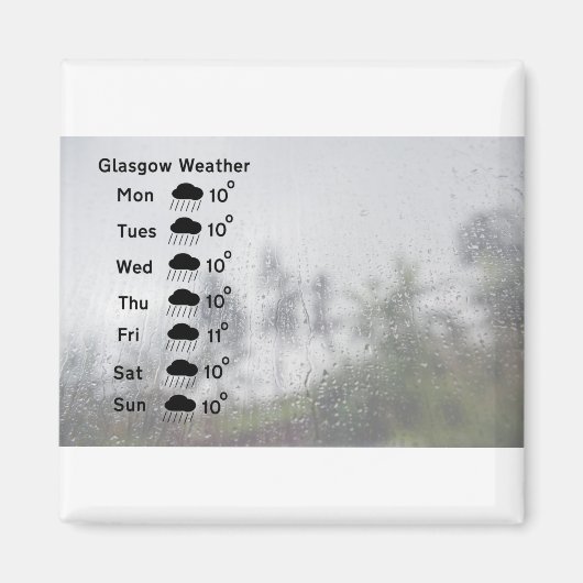 Weersvoorspelling voor Glasgow - regen Magneet (Voorkant)