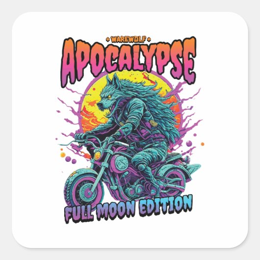 Weerwolf apocalyps vierkante sticker (Voorkant)