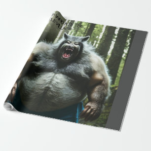 Weerwolf at het dorp glanzend inpakpapier