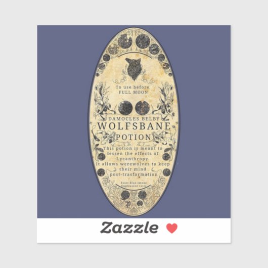 Weerwolf dranketiket wolfsbane sticker (Vel)