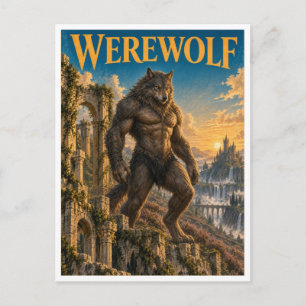 Weerwolf, Gotisch Fantasie Monster Briefkaart