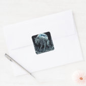  weerwolf grommen op een volle maannacht vierkante sticker (Envelop)
