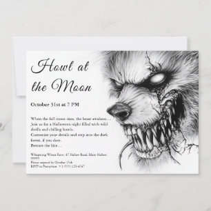 Weerwolf Halloween-uitnodiging – Volle Maan Horror Kaart
